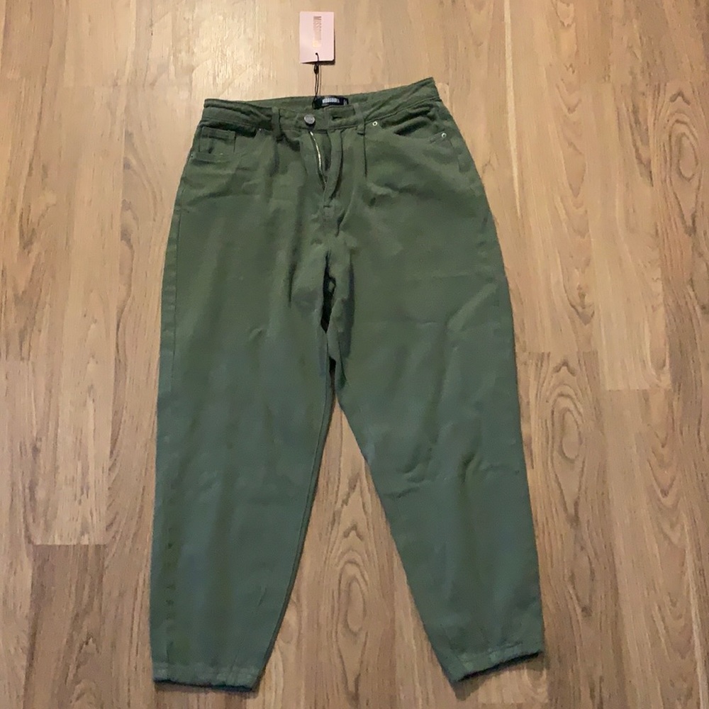 Khaki High Rise Crop Leg Jeans